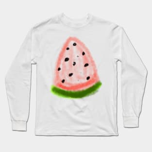 Red watercolor watermelon abstract art Long Sleeve T-Shirt